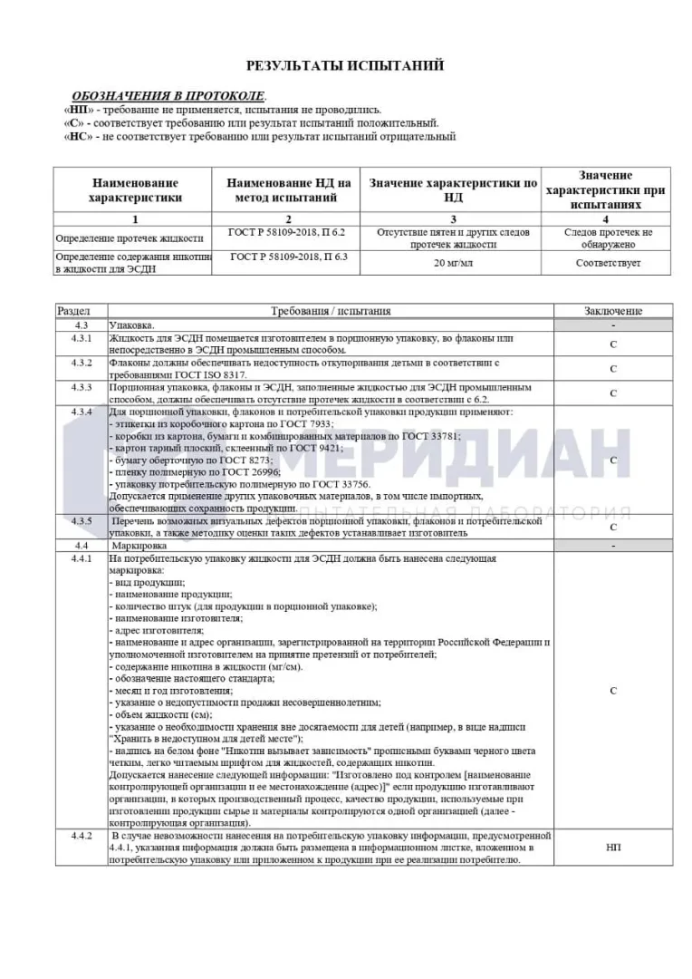 Протокол испытаний INFLAVE PLUS, стр. 2